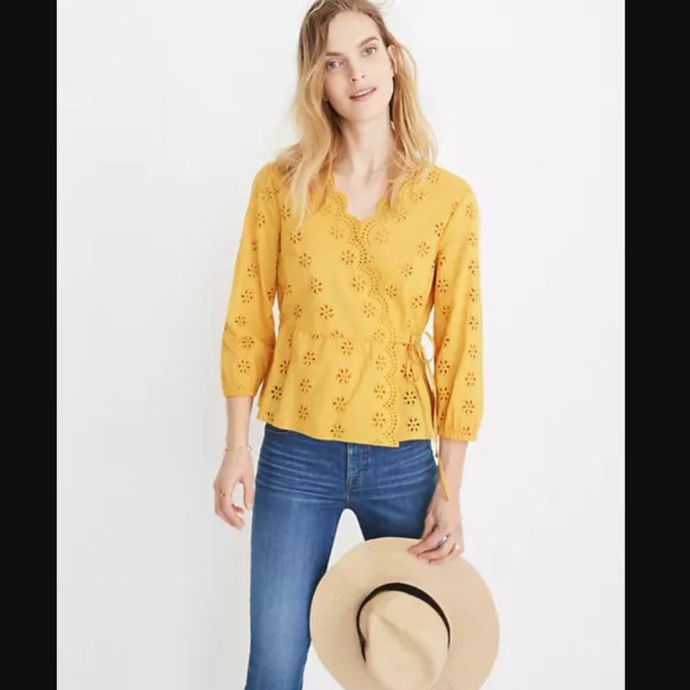 Madewell Scalloped Eyelet Wrap Top